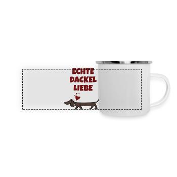 Echte Dackelliebe - Panorama Emaille-Tasse - Weiß - Vorne