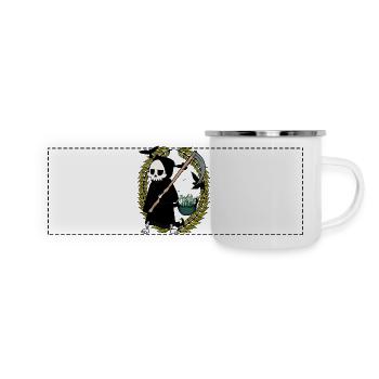 Soldaten Helm Weltfrieden Schneeglöckchen Tod - Panorama Emaille-Tasse - Weiß - Vorne