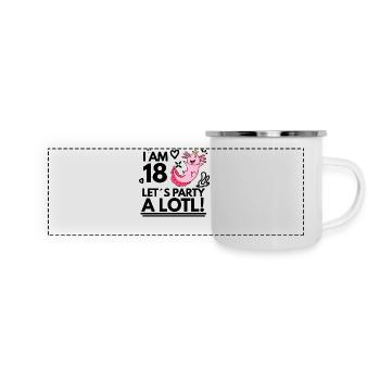 18. Geburtstag Axolotl Ich Bin 18 - Panorama Emaille-Tasse - Weiß - Vorne