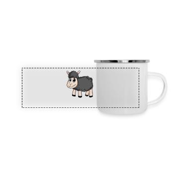 Schwarzes Schaf - Panorama Emaille-Tasse - Weiß - Vorne