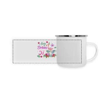 Aloha Birthday 51 Flamingo Bird 51st - Panoramic Camper Mug - white - Front