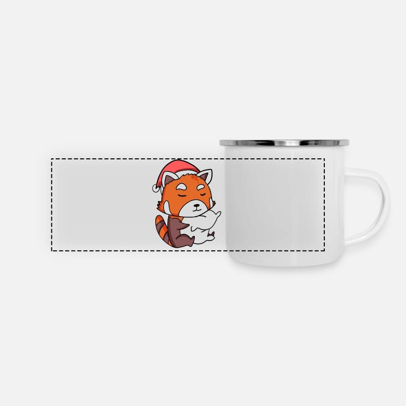 Panda roux Noël Sommeil Sommeil - Mug panoramique émaillé - blanc