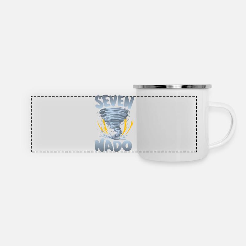 Avertissement de sept nado 7e anniversaire | Tornade - Mug panoramique émaillé - blanc