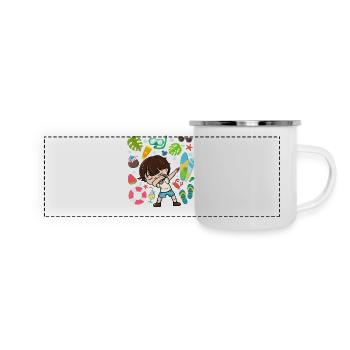 Dabbing Boy Beach Lifestyle Sommerzeit Gemäßigte - Panorama Emaille-Tasse - Weiß - Vorne