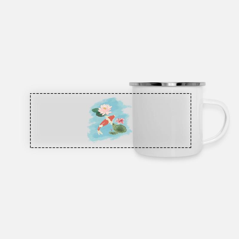 Nuphars roses Koi japonais - Koi Lovers Tee - Mug panoramique émaillé - blanc