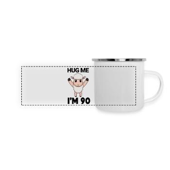 90 Geburtstag - 90 Jahre - Umarmung - Panorama Emaille-Tasse - Weiß - Vorne