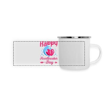 Happy Heartbreaker Day Dolphin Meme de la Saint-Valentin - Mug panoramique émaillé - blanc - Devant