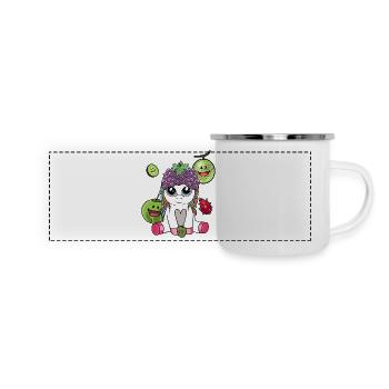 Sommerzeit Einhorn exotisch Obst Früchte Vitamine - Panorama Emaille-Tasse - Weiß - Vorne