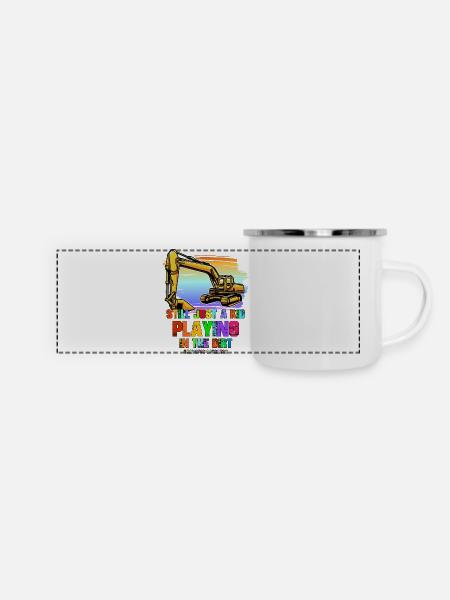 Kleiner Fahrer Im Dreck Baggerfahrer - Panorama Emaille-Tasse - Weiß