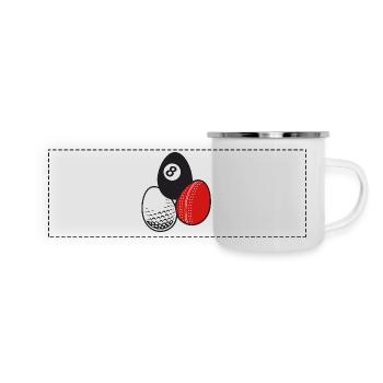 Queue Sport Billard Cricket Golf Ostereier Bälle - Panorama Emaille-Tasse - Weiß - Vorne