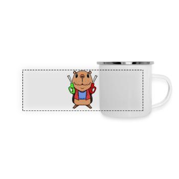 Tankwart Capybara Tankstelle - Panorama Emaille-Tasse - Weiß - Vorne