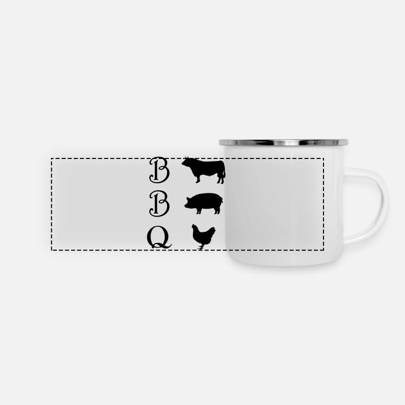 BBQ - Mug panoramique émaillé - blanc