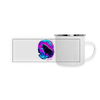Wolf Neon Moon Synthwave - Mug panoramique émaillé - blanc - Devant