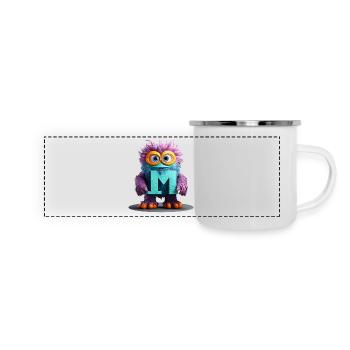 Multicolored Monster with Letter M - Panoramic Camper Mug - white - Front