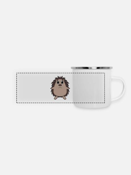 Igel Traurig - trauriger Igel - Panorama Emaille-Tasse - Weiß