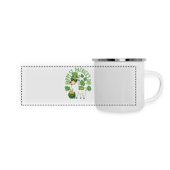 Glücklich St. Patricks Day Llama Grün Alpaka Lucky - Panorama Emaille-Tasse - Weiß - Vorne