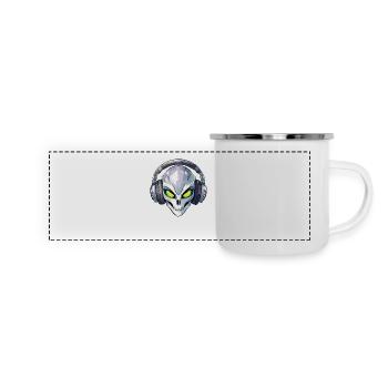 Hardcore Gabber Squad Alien Rave - Panorama Emaille-Tasse - Weiß - Vorne