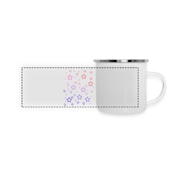 Regenbogen-Sterne - Panorama Emaille-Tasse - Weiß - Vorne