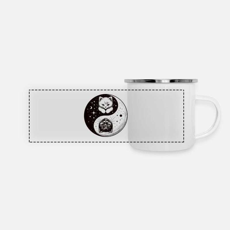 Ying Yang Kittens, black and white - Panoramic Camper Mug - white