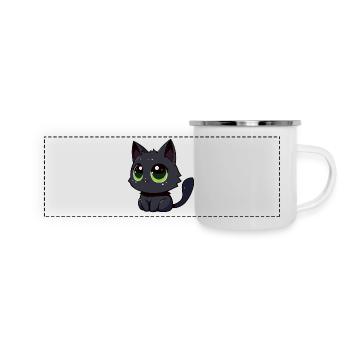 Black cat watching you, zooning out - Panoramic Camper Mug - white - Front
