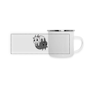 Yin Yang Zeichen Ziege - Panorama Emaille-Tasse - Weiß - Vorne