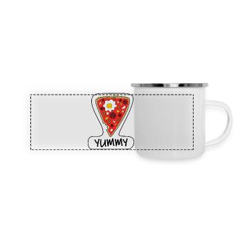 Yummy Sticker - Panorama Emaille-Tasse - Weiß - Vorne