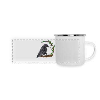 Crow, Raven, Raven, Birds, Fairy Tale Character, Wildlife, Forest - Panoramic Camper Mug - white - Front