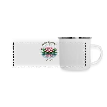 Inner Harmony Lotus - Heiteres Wasser- und Blumendesign - Panorama Emaille-Tasse - Weiß - Vorne