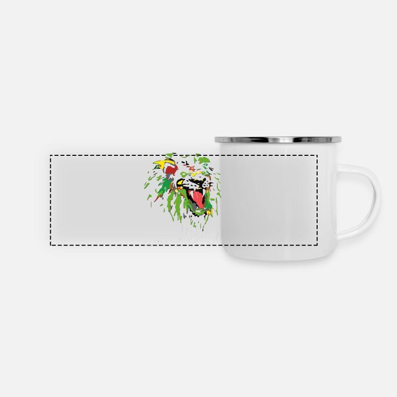 Légende des lions - Mug panoramique émaillé - blanc
