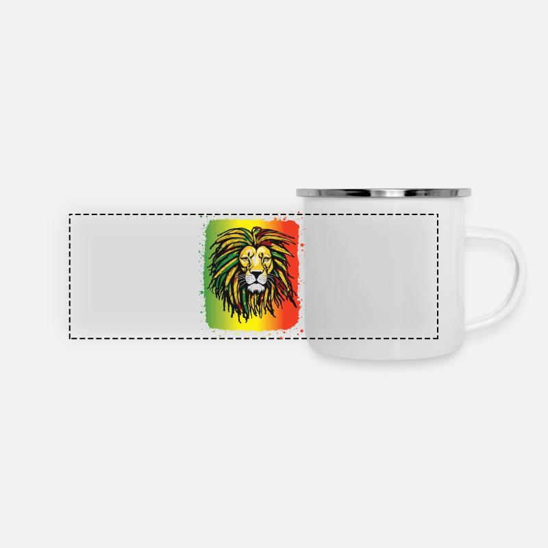 Rasta Lion Reggae Dreadlocks Couleur Rastafari jam - Mug panoramique émaillé - blanc