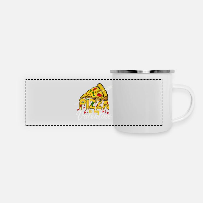 La pizza est ma Saint-Valentin pour la Saint-Valentin - Mug panoramique émaillé - blanc