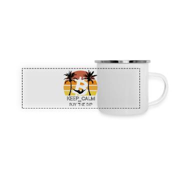 RUHE BEWAHREN BITCOIN KAUFEN - Panorama Emaille-Tasse - Weiß - Vorne