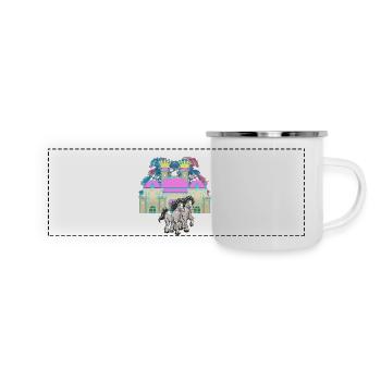castle, fairy tale, horse, royalty, king, middle ages - Panoramic Camper Mug - white - Front