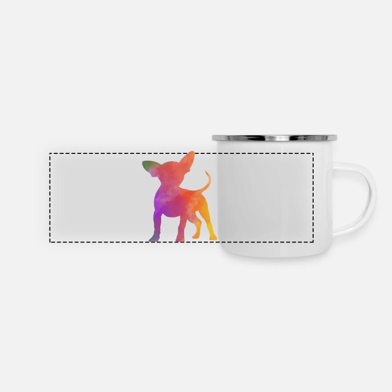 Regenbogen Chihuahua - Panorama Emaille-Tasse - Weiß