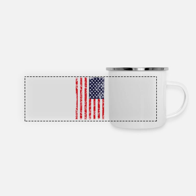 Drapeau des États-Unis vertical - Mug panoramique émaillé - blanc