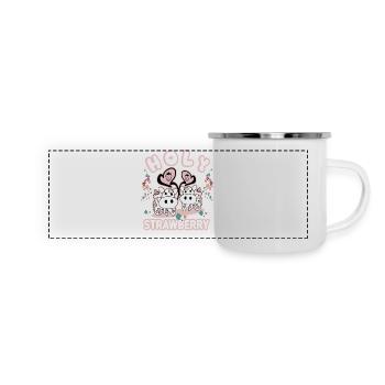 Heilige Erdbeere - Erdbeerentag - Lustie Kuh - Panorama Emaille-Tasse - Weiß - Vorne