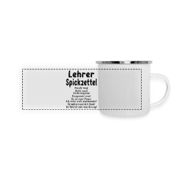 Lehrer Spickzettel - Panorama Emaille-Tasse - Weiß - Vorne