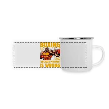 Boxen, weil Mord falsch ist - Panorama Emaille-Tasse - Weiß - Vorne