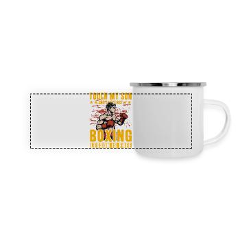 Touch my Son und Ihre erste Boxstunde ist kostenlos - Panorama Emaille-Tasse - Weiß - Vorne