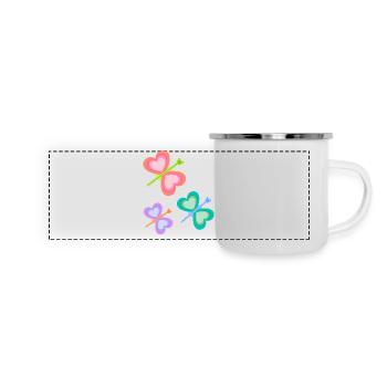Printemps Coloré Insecte Papillons Enfant Bébé Années 80 - Mug panoramique émaillé - blanc - Devant