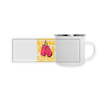 Ein Leben ohne Boxen ist möglich, aber sinnlos - Panorama Emaille-Tasse - Weiß - Vorne
