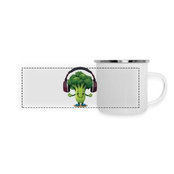 Bubatz - DJ - Musik - Legalize it - Brokkoli - Panorama Emaille-Tasse - Weiß - Vorne