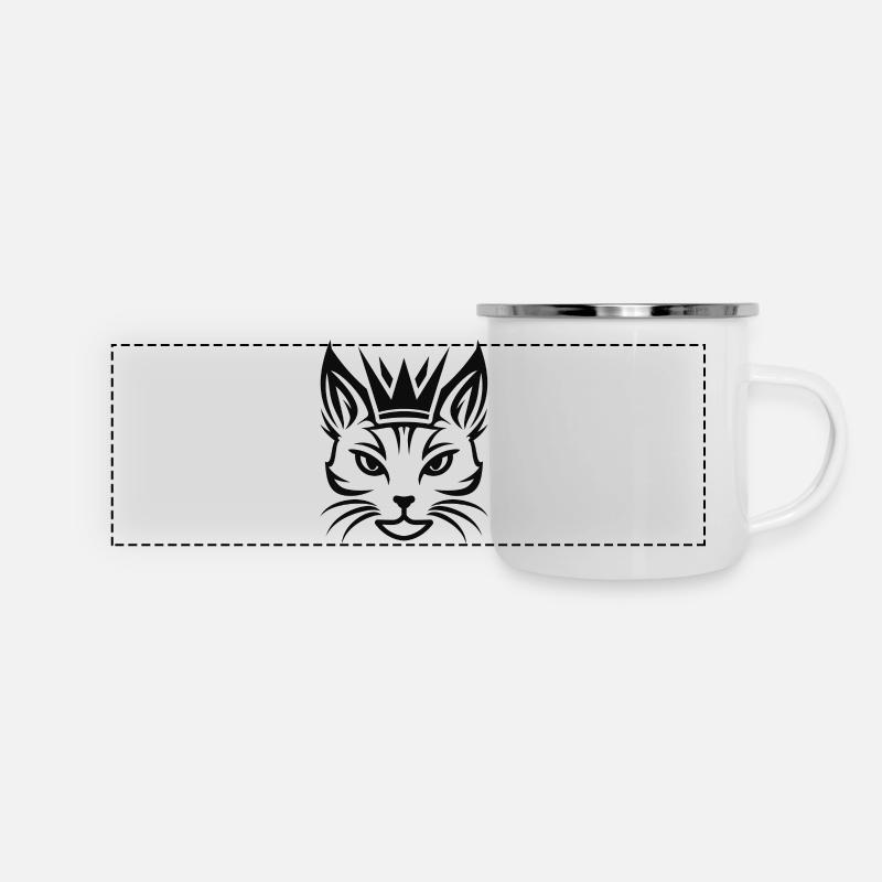 Cat with a large crown - Panoramic Camper Mug - white