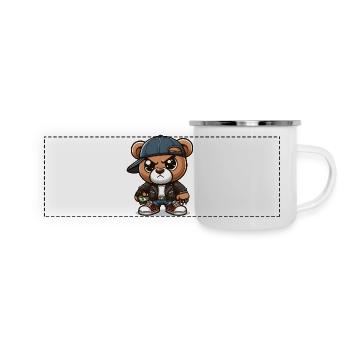 Gangsta-Bär - Panorama Emaille-Tasse - Weiß - Vorne