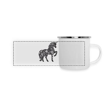 Fantaisie Licorne Chevaux Fans Licorne Amoureux - Mug panoramique émaillé - blanc - Devant