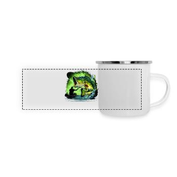 Poisson bar - Mug panoramique émaillé - blanc - Devant