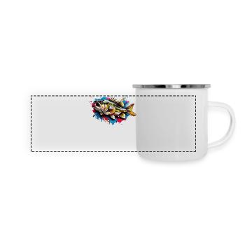 Barsch-Fisch - Panorama Emaille-Tasse - Weiß - Vorne