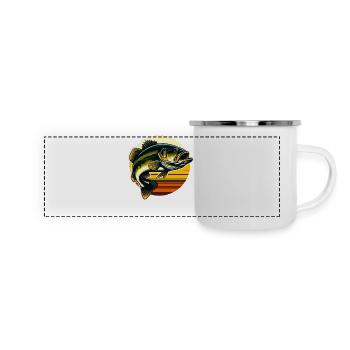 Barsch-Fisch - Panorama Emaille-Tasse - Weiß - Vorne