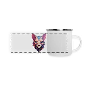Sphynx-Katzenkopf - Panorama Emaille-Tasse - Weiß - Vorne