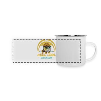 Rolle Cool Opa - Panorama Emaille-Tasse - Weiß - Vorne